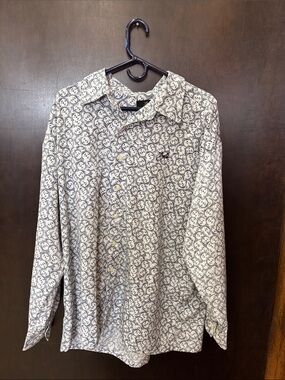 Men's Balla White & Black Patterned Casual Button-Down Shirt